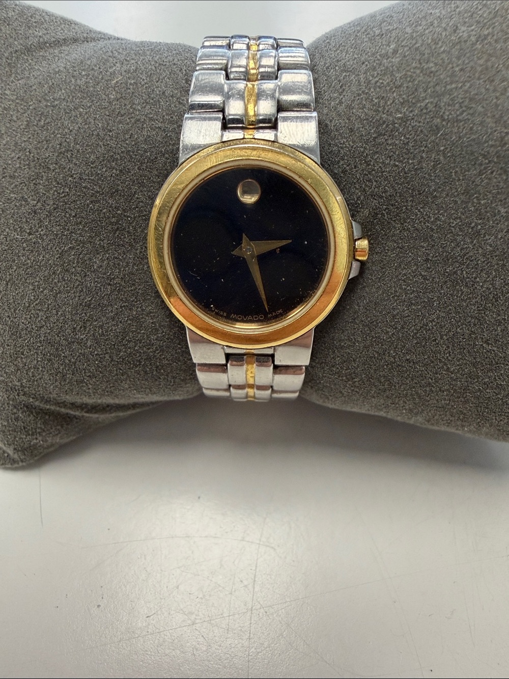 Movado Two-Tone Black Dial Bracelet Watch with Gold Accents